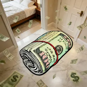Creative Cartoon Money Bills Rug, Plush Fluffy Area Mat for Bedroom and Living Room, Unique Gift for Men, Fun Home Decor, Soft Fluffy Rugs