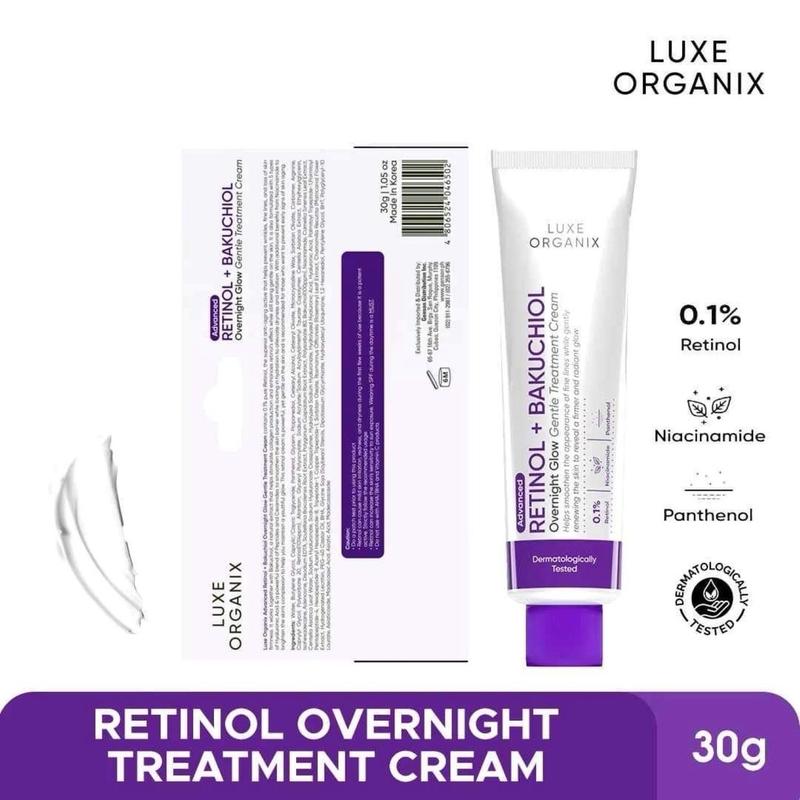 Luxe Organix PH Retinol+ Bakuchiol Overnight Glow Gentle Treatment Cream 30g Skin Repair
