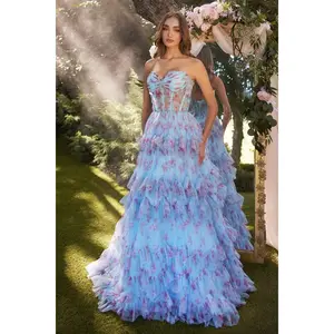 Andrea & Leo A1334 Floral Printed A-Line Dress