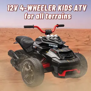 GARVEE 12V Kids Electric 3-Wheeler ATV Ride on Toy – Battery Powered Motorcycle with LED Lights, High/Low Speed, Music, Horn, USB, Treaded Tires, Off-Road Adventure Gift for Boys & Girls (Black)