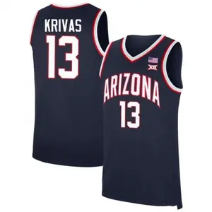 Navy #13 Krivas Arizona Style Basketball Jersey, College Basketball Fan Jersey, Breathable Mesh Sleeveless Tank, Game Day Shirt Gift