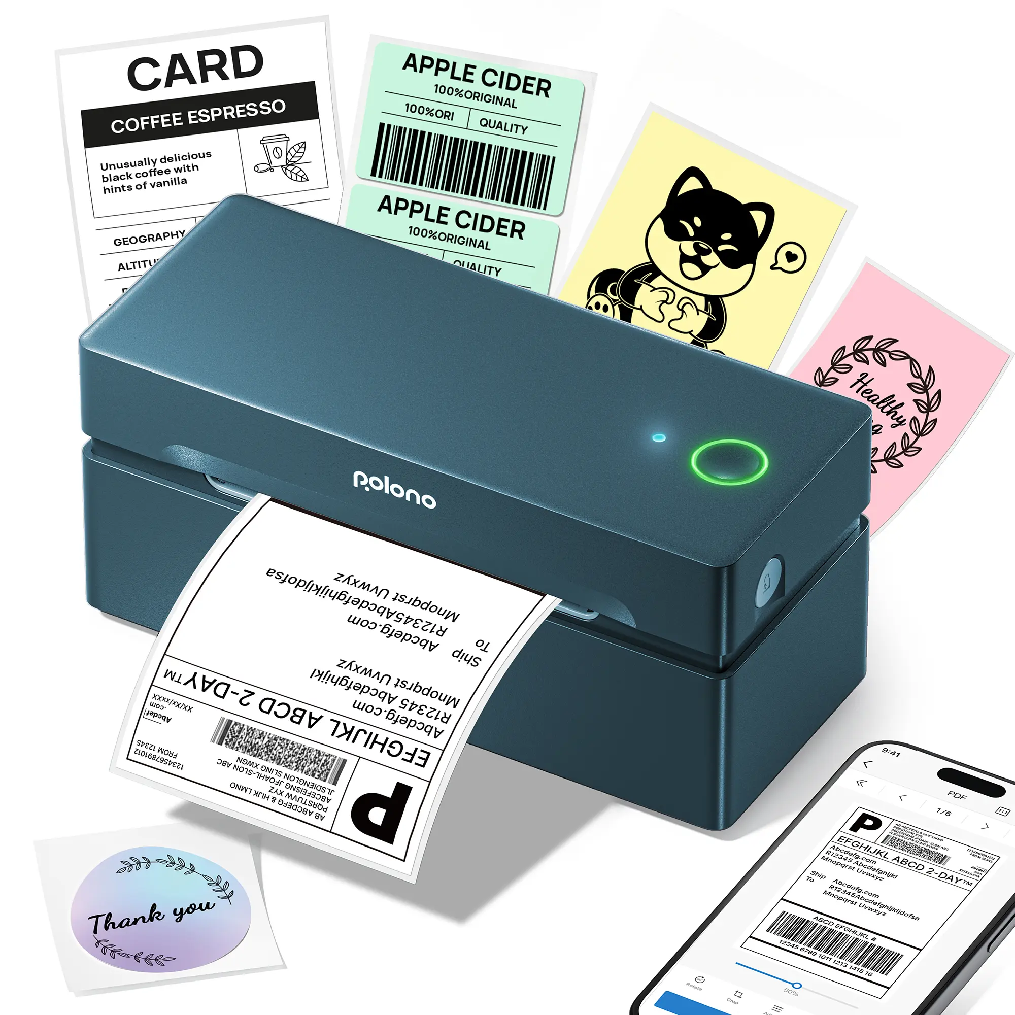PL80E Shipping Label Printer, Bluetooth Wireless Thermal Label Printer, Compatible with iOS, Android, Windows, Mac, Chromebook, Widely Used for Etsy, Ebay, Shopify, USPS