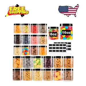 Large & Small Plastic Jars Combo (24 Pack) 12 Large 16 oz & 12 Small 8 oz