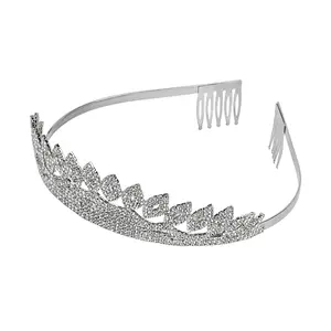 Crystal Silvertone Tiara Women Ct 0.01 Birthday Christmas Gifts