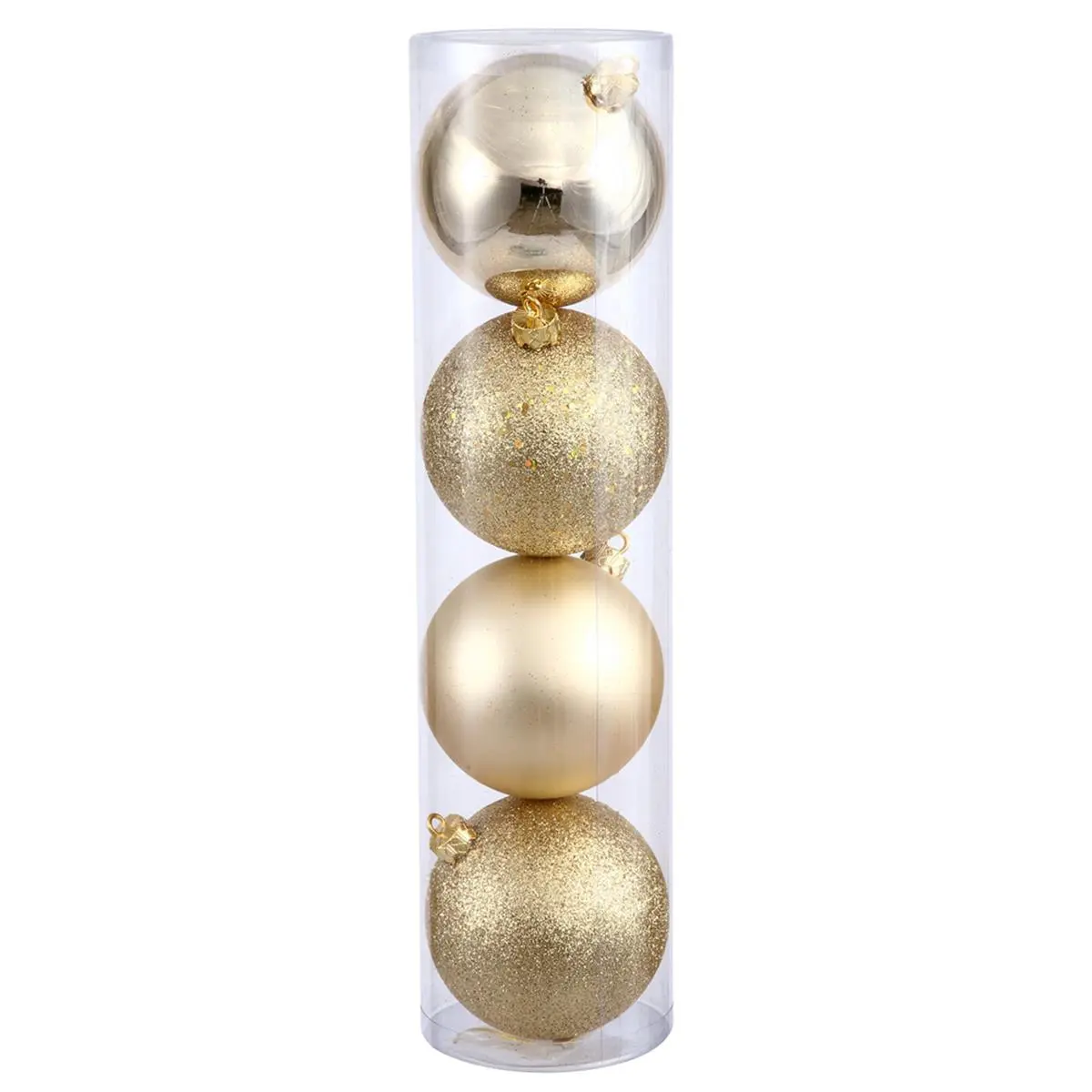 212 MAIN 4 In.. Golden Honey Christmas Ornaments, 4-Finish Assorted Colors, 12-Piece Box, Hangable Holiday Decorating Supplies for Festive Home Christmas Decorations
