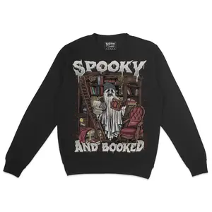 Fleece Crewneck Sweatshirt - Spooky and Booked, Humor, Dark Comedy, Book Lovers, Gift for Readers, Booktok, Vampire