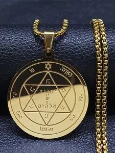 Jewish Bible Stainless Steel Gold Color Hexagram Chain Necklace Women/Men Gold Color Round Necklaces collier