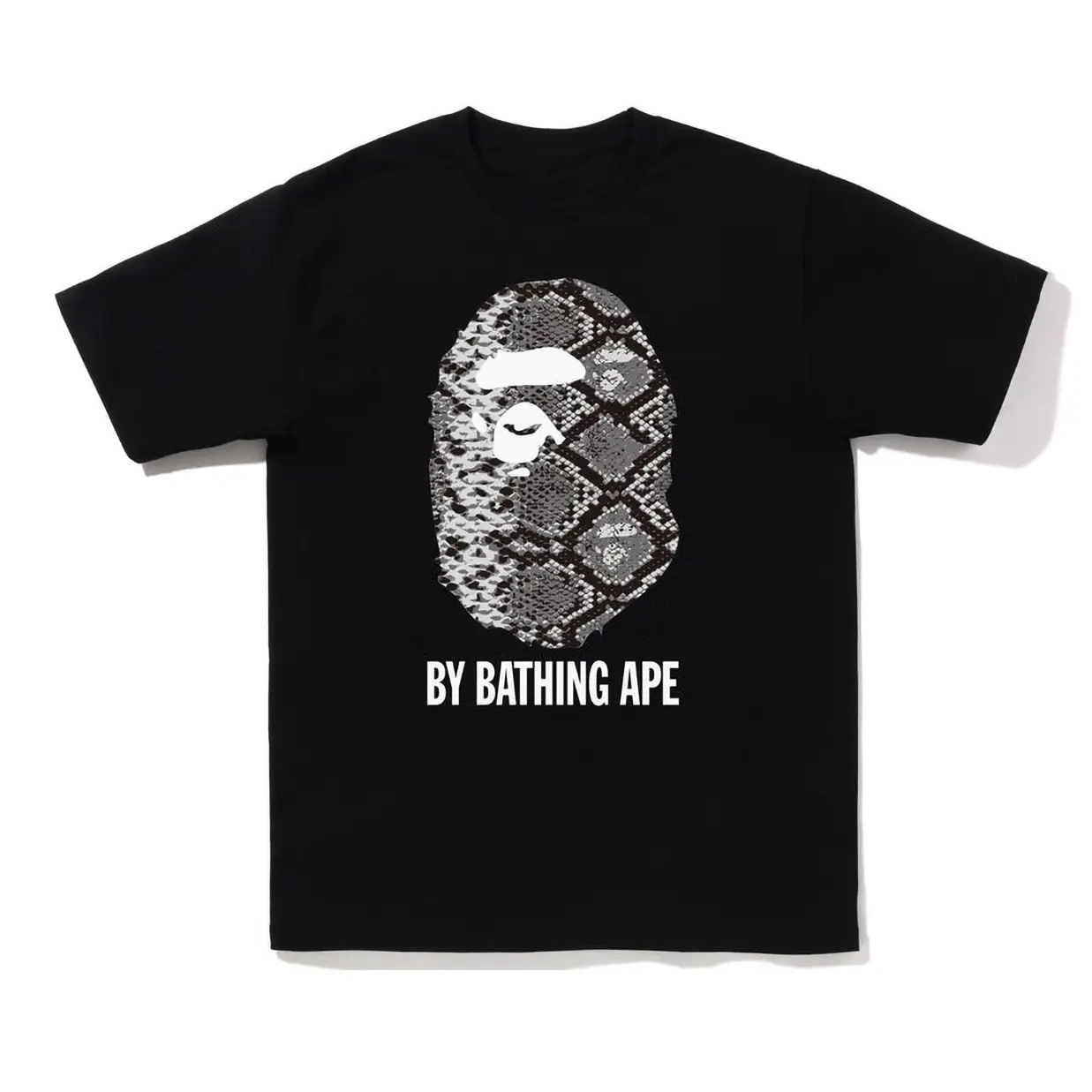 ST40 - Trendy Aesthetic Short Sleeve Crew Neck Oversized Tee with Grey Snakeskin Ape Head Print