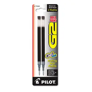 Pilot  Bold Print Refill for G2 Gel Ink Pen, Black - Pack of 2, Bold Point, Conical Refill Tip