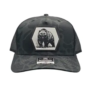 Grizzly Bear Richardson 112 P5P Snapback Trucker Hat with Bear Design and Mesh Back