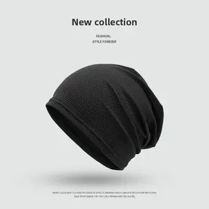 Winter Fall Thin Plaid Beanie, Unisex Breathable Moisture-Wicking Sports Headwear