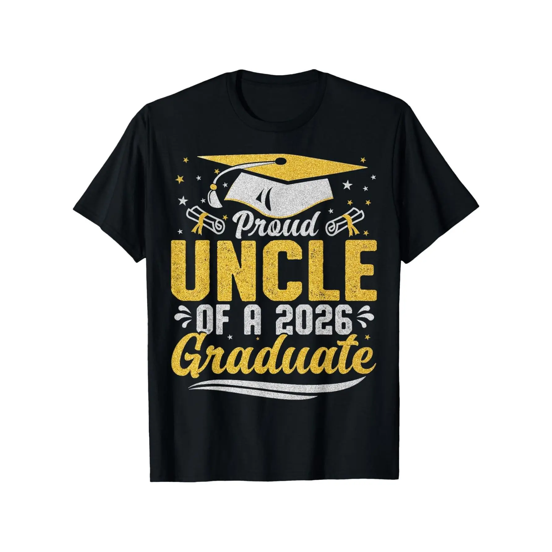 Men's 100% Cotton Vintage Short-Sleeve Graphic Tee Top - Proud Uncle of a 2026 Graduate Style 2 Unisex, Great Graduation Gift for Parents (Shirt Only) Oversized