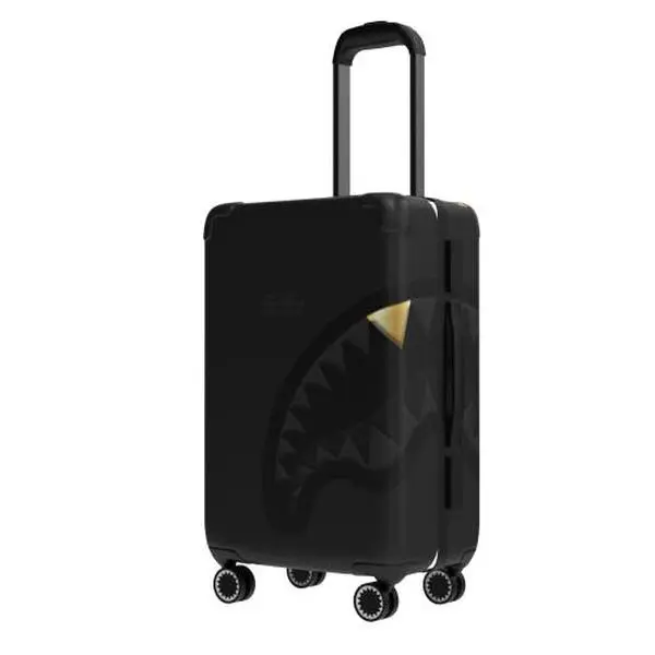 SPRAYGROUND BLACKED OUT EMBOSSED GOLD TOOTH CARRY-ON LUGGAGE CL326