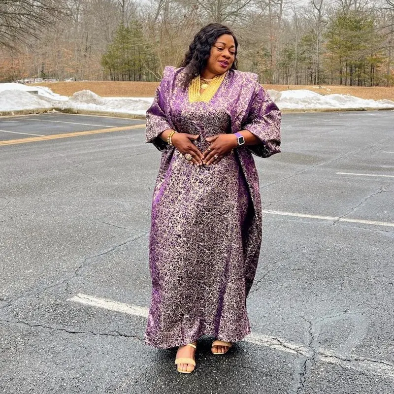 Elegant Premium Luxury Purple & Gold Brocade Dress for Women - Casual Style  - Womenswear Statement - TikTok Shop