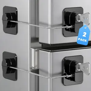 2PCS Mini Fridge Lock, Child Proof Cabinet Lock with Keys, Upgraded Refrigerator Locks Baby Proofing for Freezer, Cabinets, Drawers, Air Fryer, Closets, Windows and Doors, NO DRILLING