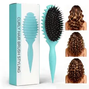 【2026 Upgraded】Curl Defining Brush for Curly Wavy Coily Natural Hair, Vented Boar Bristle Hair Styling Detangling Brush, Shapes Smooths Defined Curls Reduces Frizz Breakage, Wet Dry Use Salon Quality Hair Care Tool for Women,Hair Brush