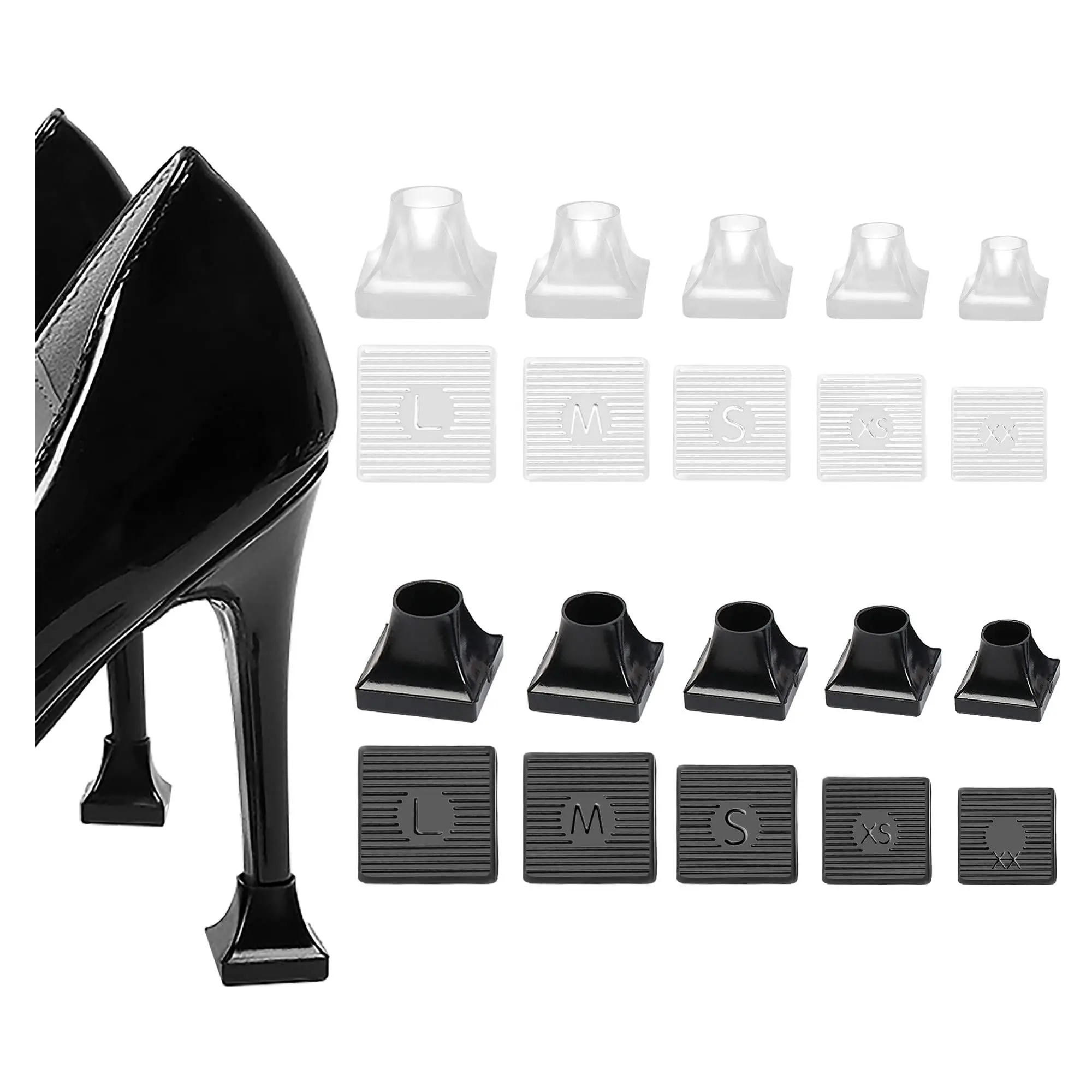 Pair of 10 High Heel Protectors, Heel Repair Caps Covers & Heel Stoppers Heel Cover Replacement Tip Caps for Outdoor Weddings/Stop Sinking at Grass/Gravel/Bricks and Cracks