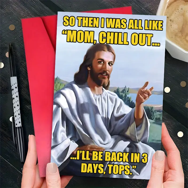Meme Style Jesus Easter Mother's Day Greeting Card,Hilarious Jesus Meme Mother's Day Card For Mom,Novelty Easter Jesus Joke Mother's Day Card