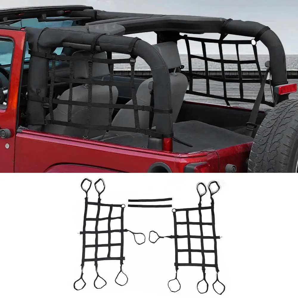 Rear Side Cargo Restraint Net Mesh Protective For Jeep Wrangler JK 2007-2018 2-Door Version Car Accessories