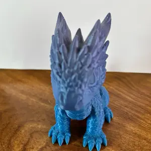 Dragon 3D Print Statue - Blue Detailed Figurine with Spiky Design for Collectors