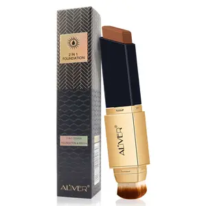 Aliver2-In-1 Foundation Stick & Brush Set, Lightweight Concealer for Blemishes, Pore Minimizing Matte Finish, Natural Look Makeup