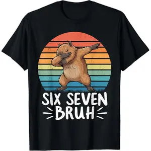 67 Meme Funny Six Seven Bruh Capybara for Kids Boys T-Shirt