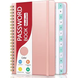 Spiral Password Book with Individual Alphabetical Tabs, Hardcover Password Keeper Book for Seniors, Password Notebook for Home or Office & Website Address Login-Rose , 5.7" x 7.7"