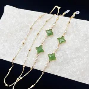 Handmade four leaf clover eyeglass chains, gold-plated eyeglass chains, women's sunglasses chains, and eyeglass accessories