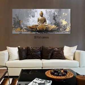 1PCS Golden Buddha Statue Lotus Seat Zen Decorative Painting Modern Minimalist Living RoomUnframed Canvas Abstract Art Wall Decor WALL ART Art Wall Decoration