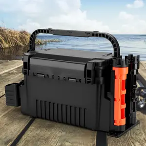 2-Tier 11L Large Plastic Fishing Tackle Box with Adjustable Bins, Secure Latch Storage Case for Anglers, Two-Tier