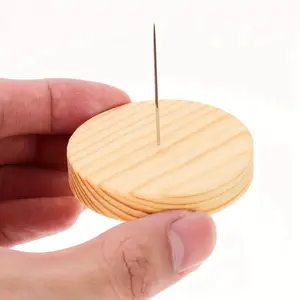 Mini Plushie & Crochet Doll Display Stand Wooden Base with Metal Pin Holder for Collectibles & Handmade Toys