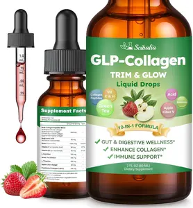 Liquid Collagen for Women, GLP Friendly 10-in-1 Multi Collagen Trim & Glow with Hyaluronic Acid Biotin Green Tea & ACV, Hydrolyzed Collagen Burn Drops for Digestive Gut Skin Health & Hair Growth