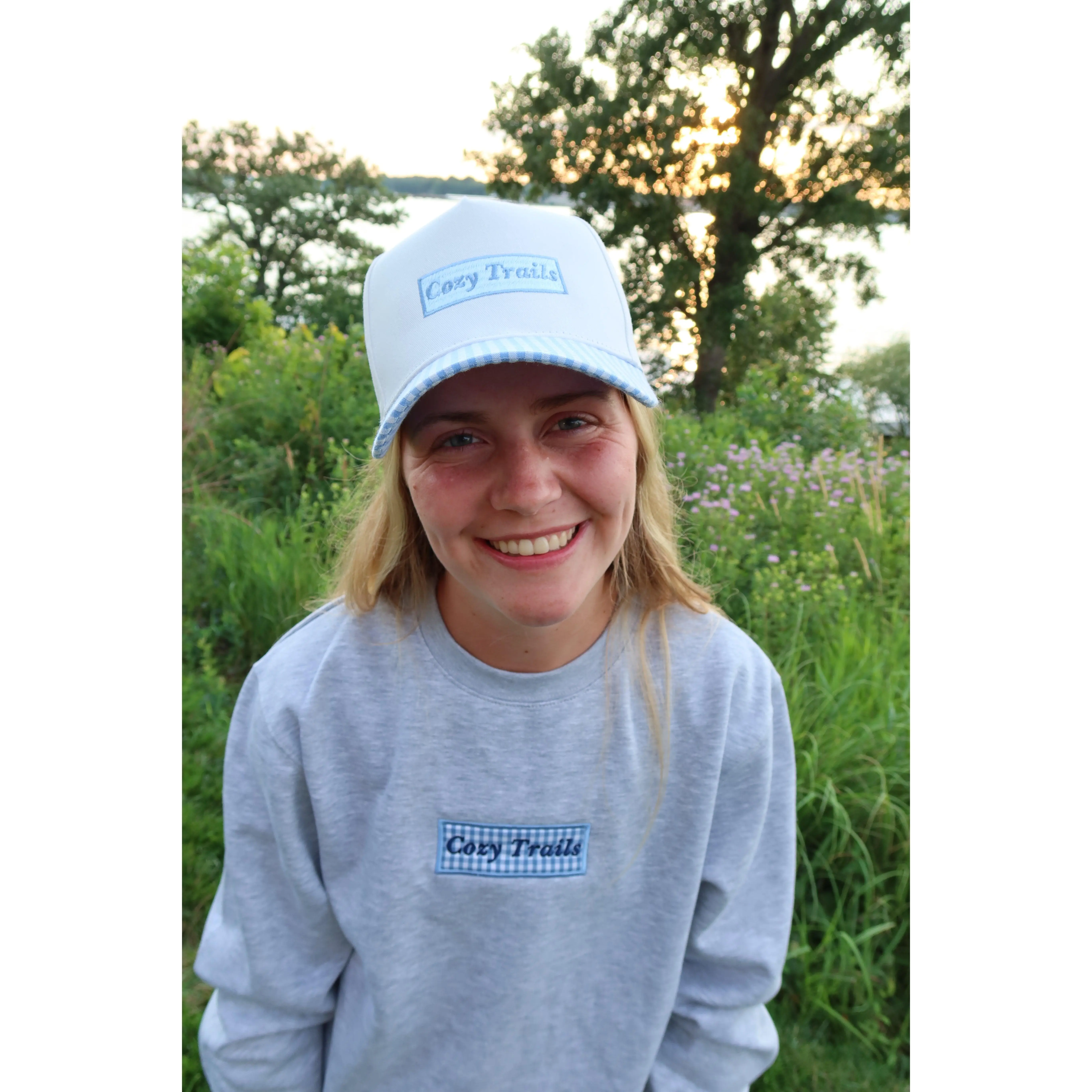 Cozy Trails Gingham Trucker Hat