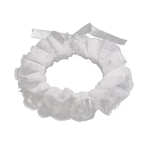 ruffle edge multi-layer removable   Edwardian style white false neckline Vintage Floral Embroidered Lace Collar Adjustable Faux Pearl