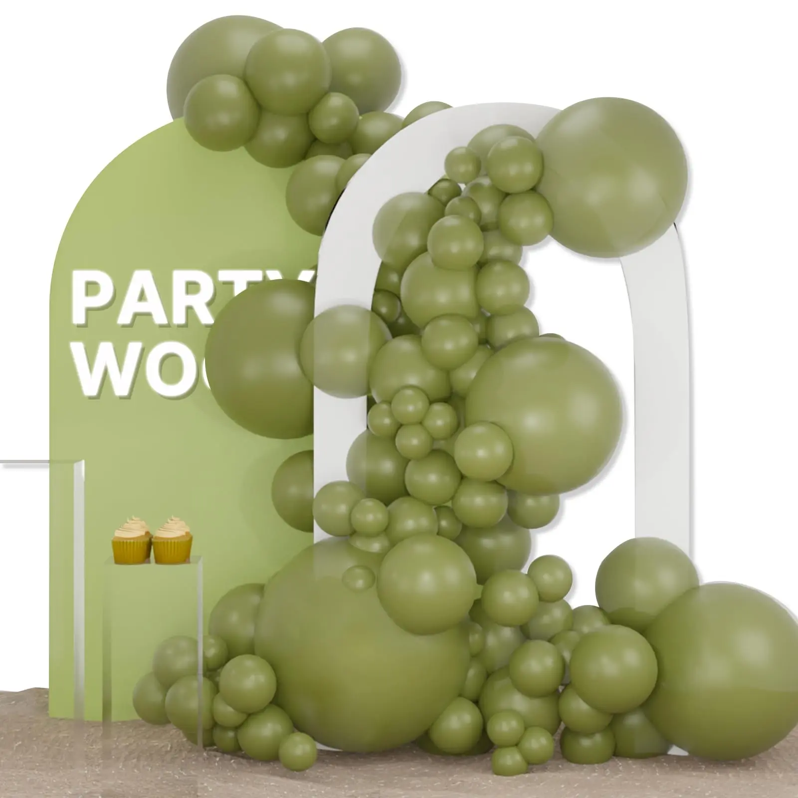 PartyWoo Sage Green Balloons 127pcs Different Sizes of 36 18 12 10 5 Inch Olive Boho Green Latex Balloon Arch Kit for Wedding Birthday Dinosaur Jungle Golf Football Theme Party Decorations Green-F11