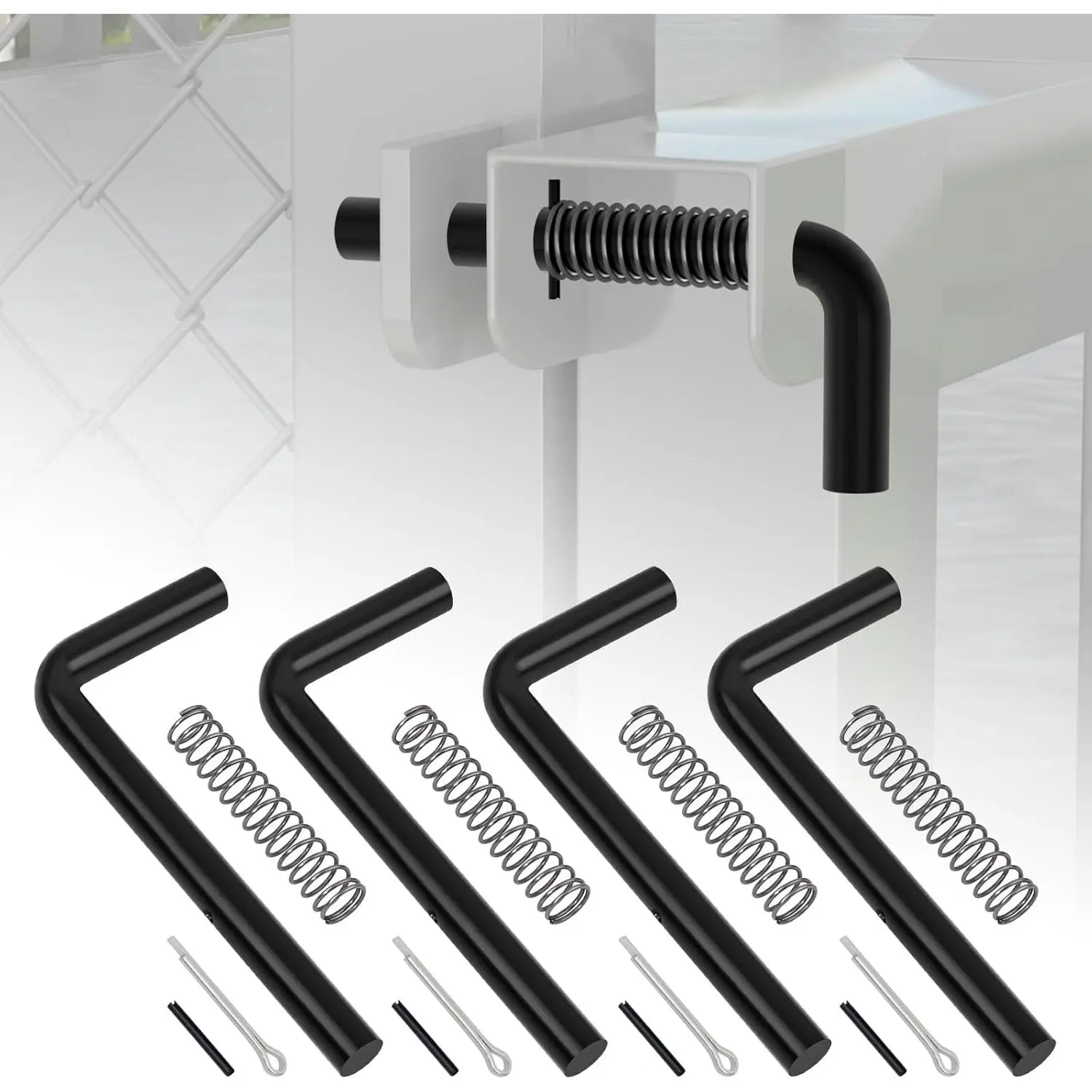 4 Pack Heavy-Duty Trailer Gate Spring Latch Repair Kit with Extra Pins, Compatible with Carry-On Utility Trailers