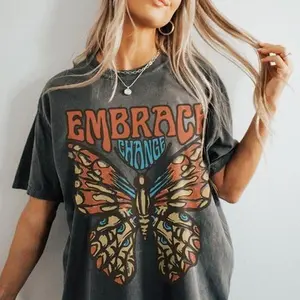 Comfort Colors Embrace Change Tee, Butterfly Tshirt, Boho T-Shirt, Vintage Inspired Cotton T-shirt, Unisex Tee