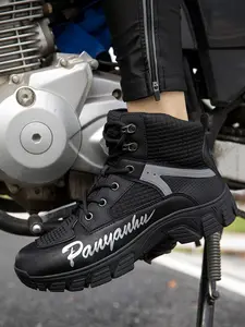 Men's Motorcycle Riding Shoes Waterproof Motocross Boots Anti-Slip Racing Shoes, Durable Motorbike Footwear for Safe Travel