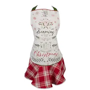 Design Imports White Christmas Tree Ruffle Apron