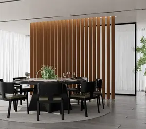 Antique Maple Swivel Slat Wood Room Divider – Modern Privacy Screen & Space-Saving Partition Wall