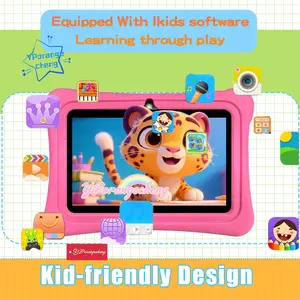 7-inch tablet computer, the latest generation of educational and entertainment all-in-one machine, Android, equipped with IWAWA software, parental control, lightweight and portable, suitable for daily use, perfect gift for holidays, no adapter, blue/pink