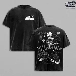 Arctic Monkeys AM Vintage Washed Oversized T Shirt, Arctic Monkeys Lyric Collage Graphic Tee, Indie Rock Double Sided Shirt, Acid Wash Heavyweight Cotton Streetwear, Retro Alternative Music Unisex Fan Gift Tee