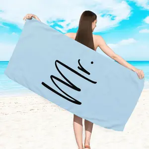 1pc "Mr. & Mrs." Printing Bath Towel, Quick Drying Microfiber Pool Camping Travel Swim Beach Towel,