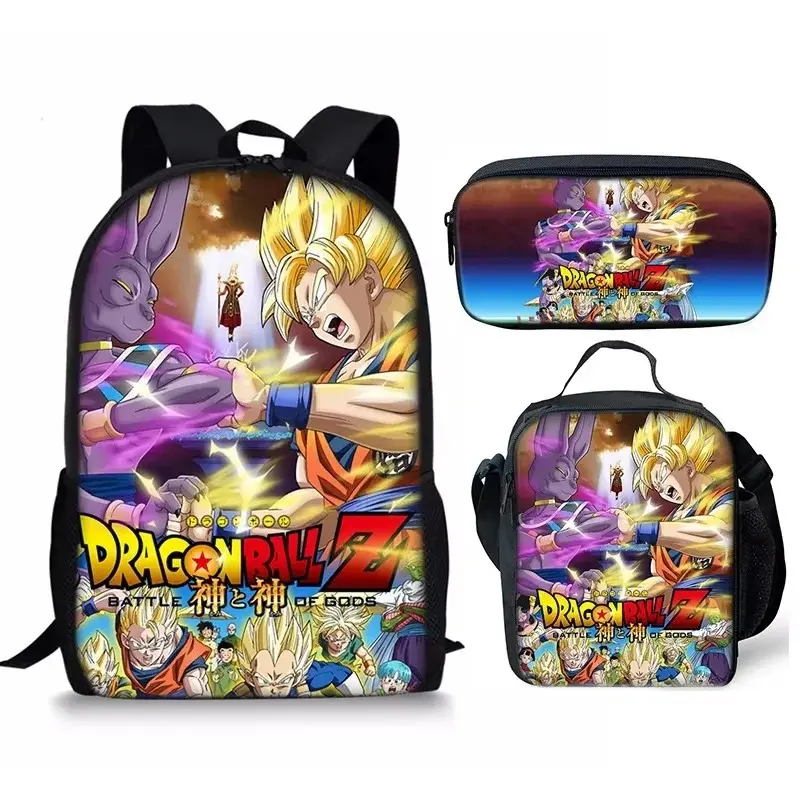 3-Piece Set: 17-Inch Dragon Ball Z Anime Ergonomic Backpack – Functional Cartoon Backpack 3-Piece Set: 17-Inch Dragon Ball Z Anime Ergonomic Backpack – Functional Cartoon Backpack