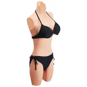 Silicone Bodysuit D-Cup Fake Boobs Breastplate for Crossdressers Drag Queen