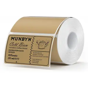 MUNBYN 3x2 Inch Brown Thermal Labels, Thermal Sticker Labels for Price, Barcode, Mailing, Name, 500 Sheets/1 Roll