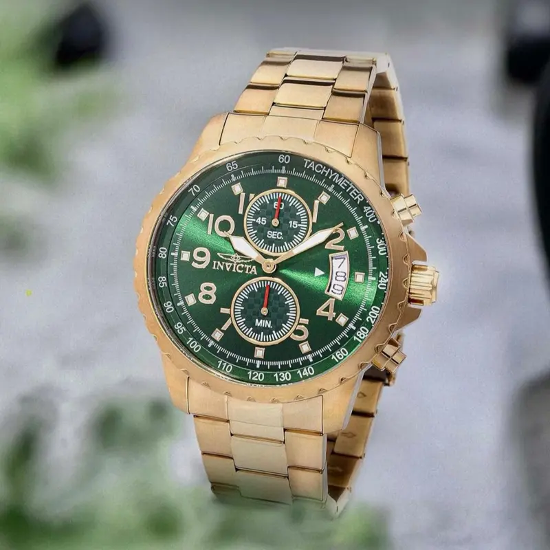 Invicta Green and Gold Men's Chronograph Watch SPECIAL Edition