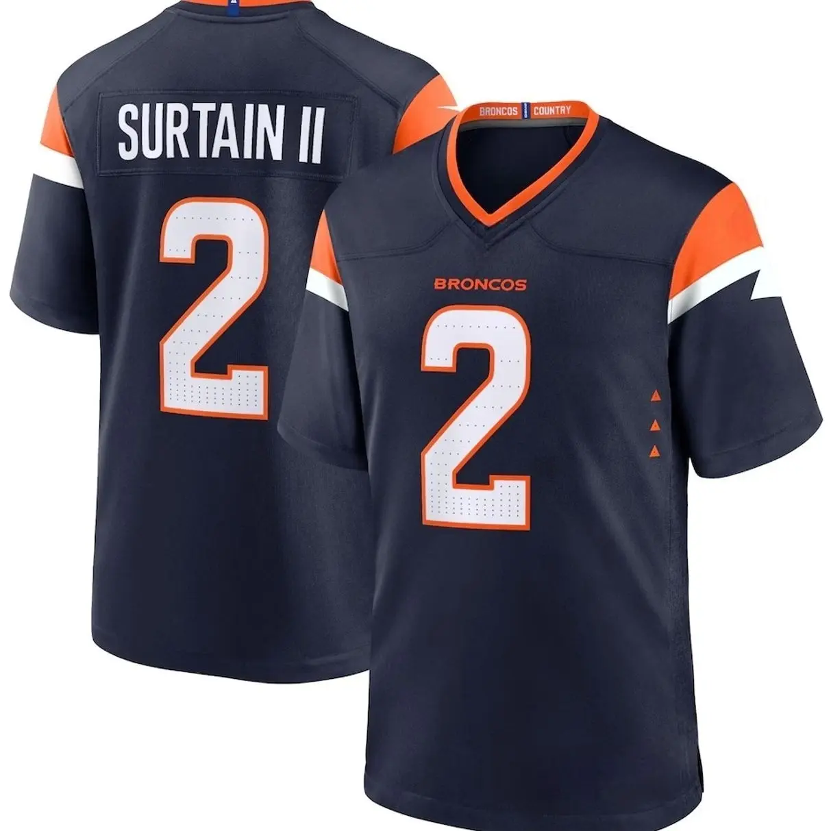 Unisex Football inspired by Denver Surtain II Alternate Player Game Jersey - Navy