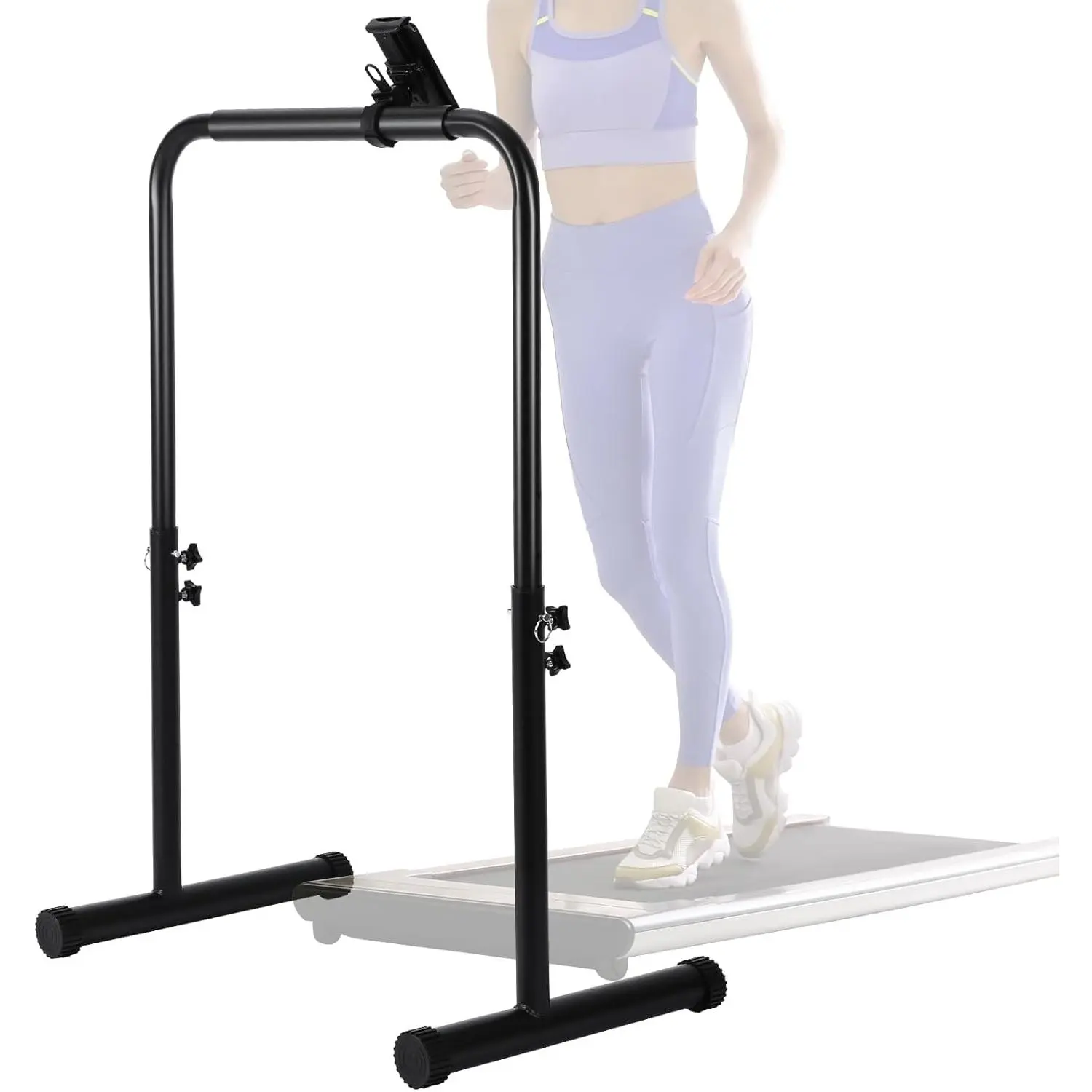 24.4 Inch Wide Handle Bar for Walking Pad Only with Phone Holder Adjustable Handrail Height from 38.58 to .24 Inch Comfortable Grip Stainless Steel Frame Yifanyou Sports