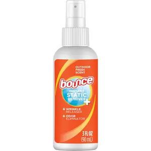 Bounce Anti Static Spray, 3 in 1 Anti Static & Instant Wrinkle Release, Odor Eliminator & Fabric Refresher, Rapid Touch Travel Spray (3 Oz, Pack of 1)